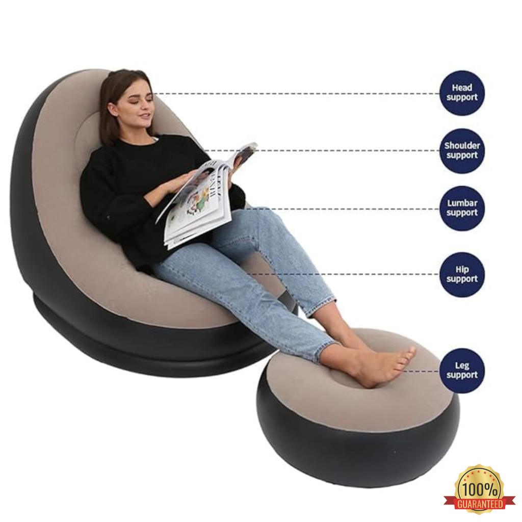 Inflatable Lounge Chair for Adults with Foot Stool.