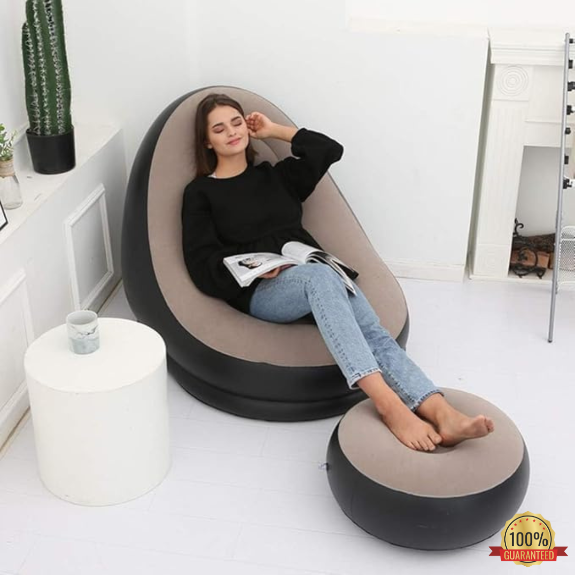 Inflatable Lounge Chair for Adults with Foot Stool.